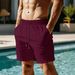 2025 New Style Men's Sports Loose Casual Drawstring Waffle Knitted Shorts Beach Pants_viptrois.com