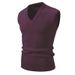 Men's Fashion Knit Sweater Vest V-Neck Loose Fit Trendy Cable Pattern Autumn Winter Casual Wear_viptrois.com