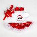 One Year Old Baby Birthday Gift High Quality Cotton Romper Dress Gold Shoes Crown Headwear Three Piece Set_viptrois.com
