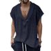 Men's Oversized V-Neck Sleeveless Shirt - Breathable Loose Fit Summer Tank Top With Jacquard Detail_viptrois.com