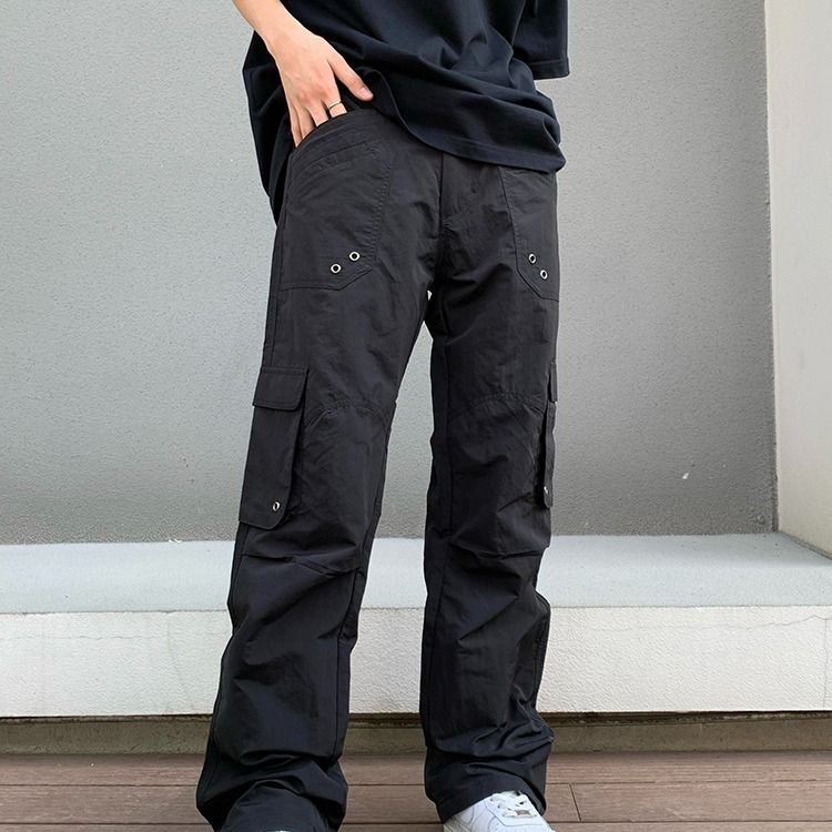 2024 New American Style Casual Cargo Functional Loose Straight Ski Wide Leg Paratrooper Pants Trendy Brand_viptrois.com