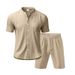 Men's Clothing Linen Loose Beach Short Sleeved Shorts Shirt_viptrois.com