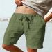 Men's Cotton Linen Elastic Waist Drawstring Shorts - Breathable Loose Fit Casual Summer Shorts For Outdoor_viptrois.com
