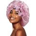 New Cross Border Satin Nightcap Hot Sale Wide Brim Long Tail Ribbon Print Large Round Hat One Piece Drop Shipping_viptrois.com