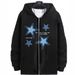 Men's Clothing Men's Star Print Zip-Up Hoodie - Casual Fleece-Lined Jacket With Contrast Stitching Fashion Trends_viptrois.com