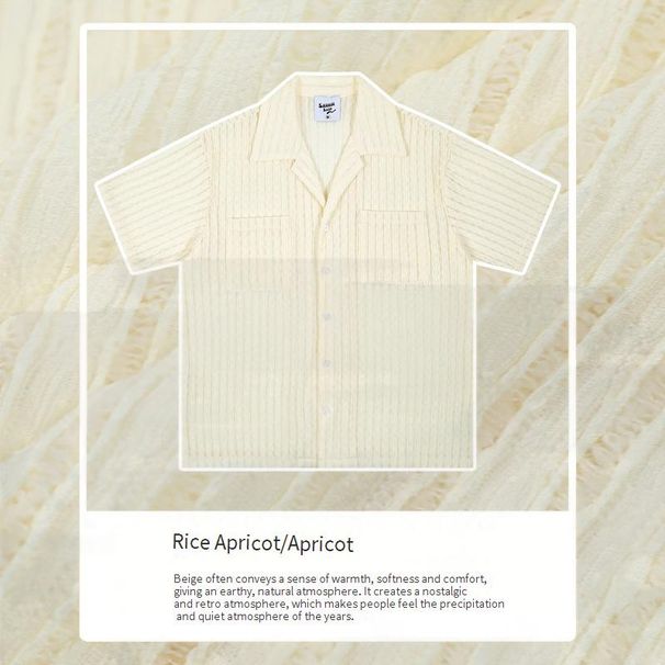 Men's Clothing Exquisite Light Luxury Hollow Jacquard Short Sleeved Shirt Men's Summer Versatile Gentleman Old Money Style Cuban Collar Shirt_viptrois.com
