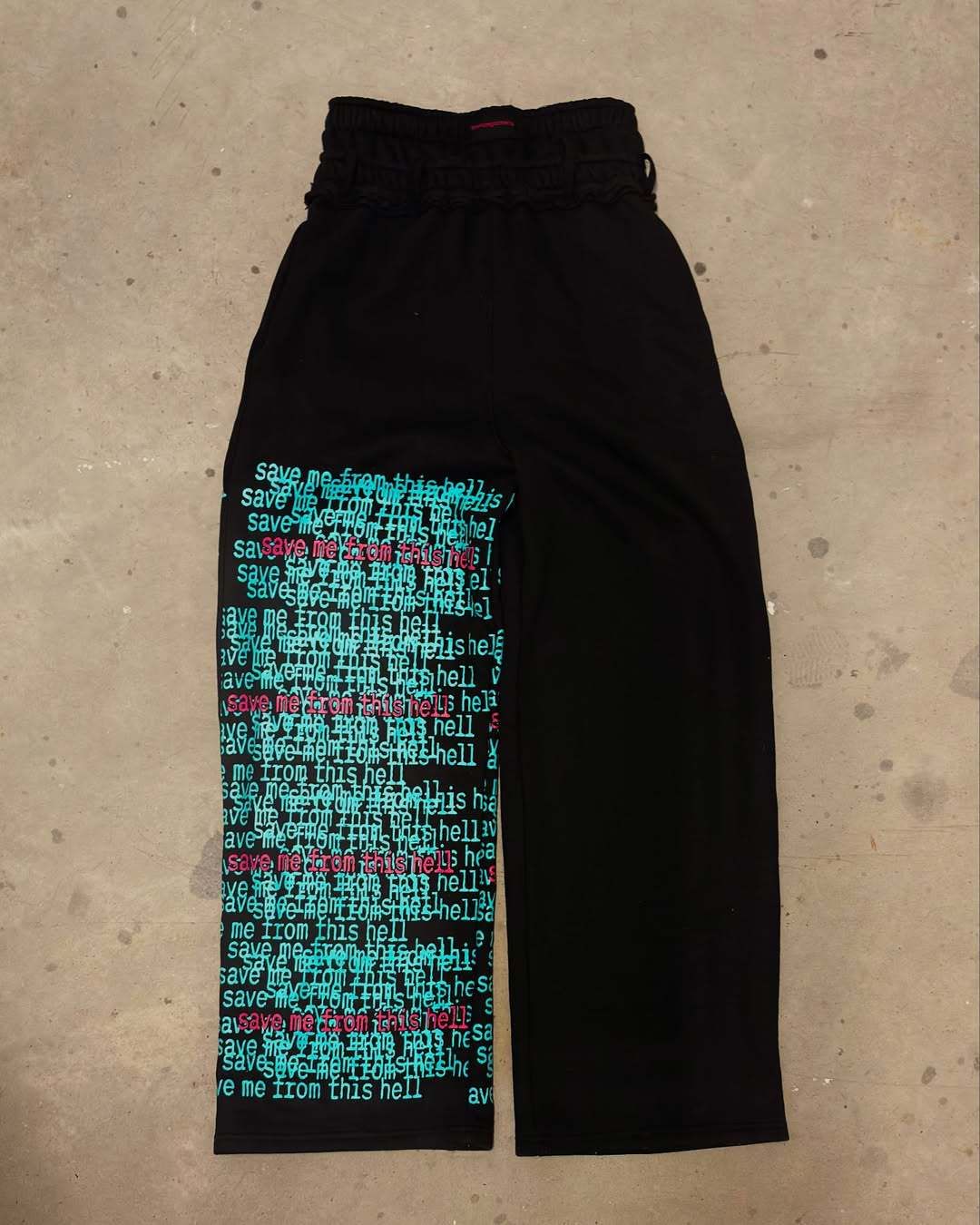 Men's Clothing Retro Double Waist Design Casual Street Pants Hip Hop Gothic Harajuku Loose Pants Y2K Letter Pattern Sweatpants_viptrois.com
