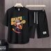 Men's Clothing 2024 Waffle Casual Summer Suit Men's Loose Teen Short sleeved T shirt Shorts Handsome Two piece Suit_viptrois.com