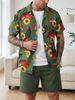 Men's Clothing Men's Hawaiian Style Short Sleeved Shirt And Shorts Set Casual Beach Vacation Floral Print Two-Piece Outfit_viptrois.com