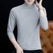 Autumn Winter 95% Cotton Long Sleeve T-Shirt Solid Color Thickened Mid-Neck Base Shirt High Neck Warm Men's Clothing_viptrois.com