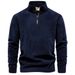 2025 Fashion Outerwear Men's Stand Collar Half Zipper Pure Color Long Sleeve Straight Type Fleece Sweatshirts_viptrois.com