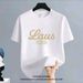 【DORAE】Unisex Oversized T-shirt (100% Cotton) Off-White ("Laus PARIS Typography" Print & Minimalist Casual Design) – Casual Style For Everyday Casual_viptrois.com