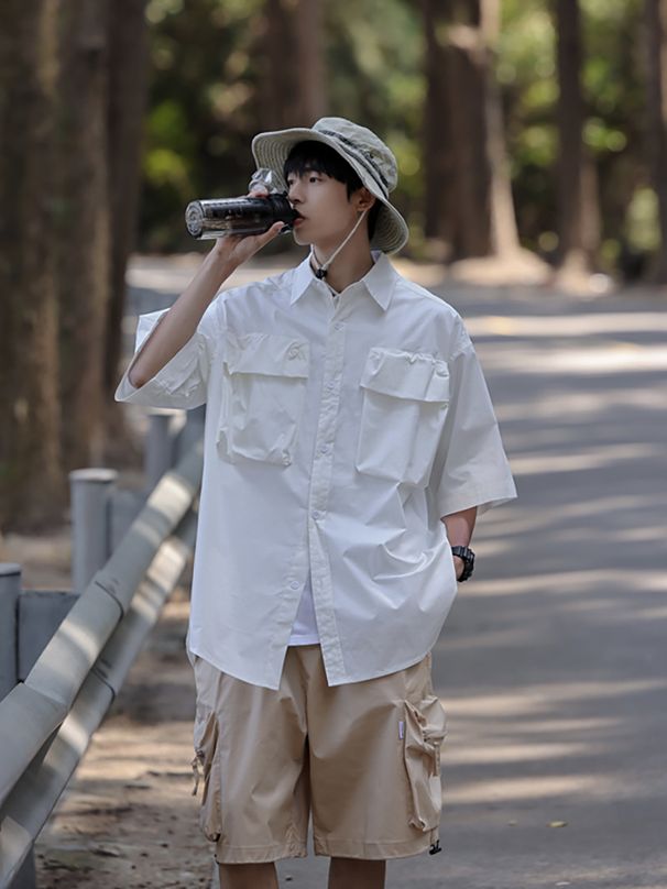 Men's Clothing Outdoor Functional Style Short Sleeve Shirt Casual Suit_viptrois.com