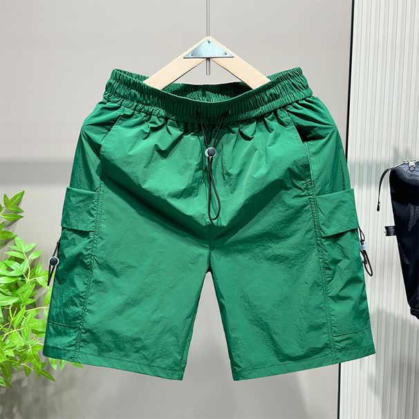 Men's Casual Shorts Quick Drying Breathable Cooling Versatile Solid Color Summer Fitness Sports Black Bottoms_viptrois.com