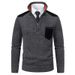 Men's Clothing Men's Stylish Color-Block Half-Zip Sweater - Fleece-Lined Slim Fit Knit Pullover For Winter Warmth | Multiple Colors & Sizes Available_viptrois.com
