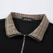 Half-Zip Turn-Down Sweatshirt Men's Long Sleeve Polo Shirt Spring And Autumn Street Fashion Patchwork Two-Piece_viptrois.com