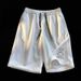 Men's Waffle Pattern Shorts With Bear Print - Casual Breathable Summer Shorts For Street Style_viptrois.com