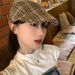 Beret For Women Spring Summer Versatile Plaid Face-Slimming Newsboy Painter Large Head Circumference Forward Hat Trendy_viptrois.com