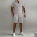 2pcs Casual Trendy Lapel Zip Sports Fleece Polo Shirt Set For Sports Gifts_viptrois.com