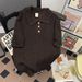 Men's Stylish Hollow-Out Collar Short-Sleeve Knit Shirt, Summer Retro Loose Fit Casual T-Shirt, Breathable & Machine Washable_viptrois.com
