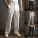 Men's Clothing Formal Business Solid Color Waffle Slant Front Pocket Straight Casual Vacation Fashion Trousers_viptrois.com