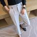 Spring And Summer New Men's Suit Pants Men's Solid Color Non-ironing Casual Pants Commuting To Work Slim-fitting Solid Color Nine-point Pants_viptrois.com
