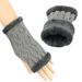 Unisex Fleece thickened half-finger gloves Warm short wrist cuff Knitted wool cuff furry gloves_viptrois.com