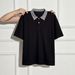 Men's Retro Polo Shirt Short Sleeved T-Shirt Summer Plaid Design Front Shoulder Patchwork Unique Trendy Loose Top_viptrois.com