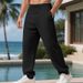 Men’s Jacquard Checkered Casual Pants – Classic Straight-Leg Trousers With Drawstring Waist (95% Polyester, Wrinkle-Free, White/Navy/Army Green)_viptrois.com