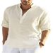 Men's Clothing Men's Casual Cotton And Linen Solid Color Long Sleeved Shirts Loose Stand Up Collar Shirts For Men In Stock_viptrois.com