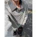 Two-Piece Polo Collar Sweatshirt For Men Spring Cleanf Shirt Patchwork Layered Long Sleeve T-Shirt Miu Style_viptrois.com
