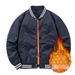 Unisex Colorblock Baseball Jacket - Winter Pilot Bomber Coat With Stand Collar, Japanese Workwear Style, Thickened Nylon Blend For Casual Outwear_viptrois.com