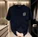 【DORAE】2026 Breathable T-shirt (Eco Premium Cotton) Navy Blue (3D "Minimalist R Logo" Print & Grey-Navy Accent) – Pioneer Style For Weekend Getaway_viptrois.com
