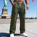 Men's Heavyweight Retro Corduroy Workwear Pants - Relaxed Fit, Multi-Pocket, High Waist, Straight Leg For Casual & Urban Style_viptrois.com