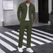 Men's Casual Corduroy Suit Set - Pure Color Button-Up Shirt With Dual Pockets & Matching Long Pants_viptrois.com