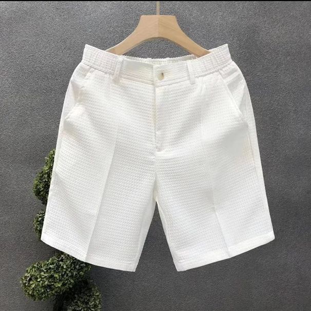 Men's Summer Shorts Lightweight Slim Fit Casual 5-Pocket Pure Color Straight Leg Mid-Thigh Shorts Lightweight & Breathable Comfort_viptrois.com
