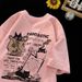 Neue Männer Frauen T Shirt Pullover Oversize Koreanische Version Cartoon Katze Gruppe Gedruckt T-Shirt Casual Kurzarm Paare T-Shirt_viptrois.com