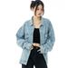 Men's Clothing High Street Distressed Lettering And Floral Retro Denim Jacket, Cool And Stylish Hong Kong Style Coat, Versatile Casual Couple Top_viptrois.com