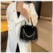 Women's Bags Autumn And Winter New Turkey Feather Plush Crossbody Bag Solid Color Versatile Large Capacity Handbag Pearl Chain Women_viptrois.com
