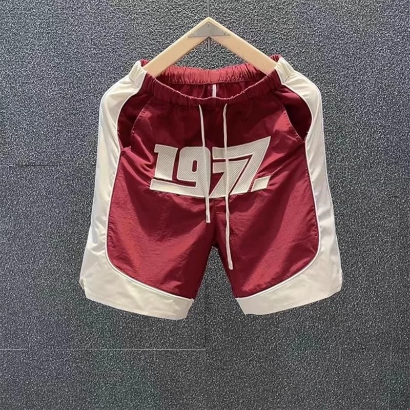 Summer Gray Patchwork Men's Casual Shorts Trendy Versatile Sports Beach Pants_viptrois.com