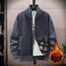 Men's Casual Stand Collar Fleece Lined Zip-Up Sweater Jacket - Warm Winter Pullover, Relaxed Fit, Multiple Colors & Sizes_viptrois.com