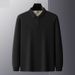 Men's Long-Sleeve Polo Shirt – 100% Cotton, Split Hem, Embroidered Collar (M-4XL, 9 Colors, Business Casual)_viptrois.com
