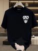 Men's 100% Cotton Black Short Sleeve T-Shirt With Distorted "manant" Heart Logo, Casual Loose Fit, Streetwear Style_viptrois.com