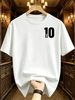 Maglietta Uomo Cotone 180g Stampa Silhouette Calcio Numero 10 Minimalista Maniche Corte Sport Casual Vestibilità Regolare_viptrois.com