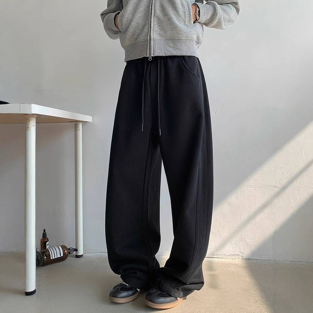 Men's Clothing Autumn And Winter Plus Velvet Trend Straight Machete Casual Pants For Men And Women Loose Harem Banana Trousers Versatile Sweatpants_viptrois.com