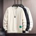 Heavy Jacquard Sweatshirt Men's Autumn And Winter Trendy Brand Thickened Long Sleeved Bottoming Shirt Design Versatile Men's White Clothes_viptrois.com