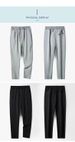 Men's Summer Business Casual Pants – Ice Silk Straight Leg Trousers With Belt (Black/Charcoal/Light Gray, M-5XL)_viptrois.com