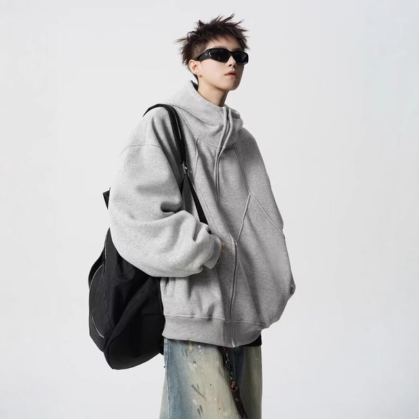 Deconstructing hooded jacket men's winter trendy brand design sense splicing hoodie cool couple hoodie_viptrois.com