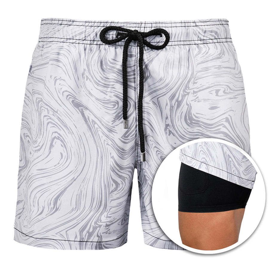 Men's Clothing Beach Pants Sports Print Double Layer Shorts_viptrois.com