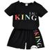 Mother&Kids Boys short sleeve set summer children colorful letter-printed T-shirt shirt shorts two sets_viptrois.com